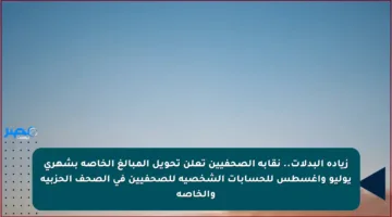 زيادة البدلات.. نقابة الصحفيين تعلن تحويل المبالغ الخاصة بشهري يوليو وأغسطس للحسابات الشخصية للصحفيين في الصحف الحزبية والخاصة